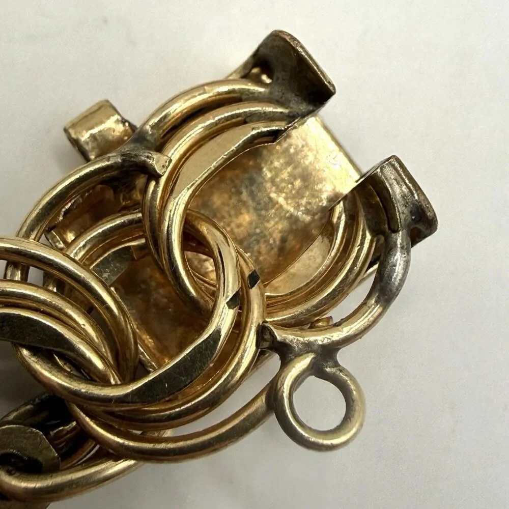 Vintage Estate 12k Gold Filled Double Link Charm Bracelet School 1950s 1960s 22g